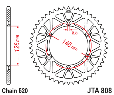 Foaie spate ALU JT JTA 808-48BLK 48T, 520 Negru [1]