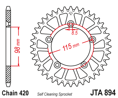 Foaie spate ALU JT JTA 894-46BLK 46T, 420 Negru [1]