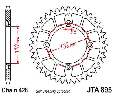 Foaie spate ALU JT JTA 895-46BLK 46T, 428 Negru [1]
