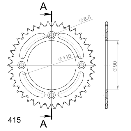 Foaie spate ALU SUPERSPROX Negru 38T, 415 [1]