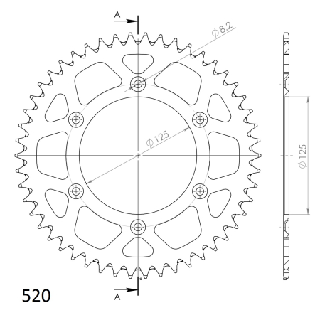 Foaie spate ALU SUPERSPROX Negru 51T, 520 [1]