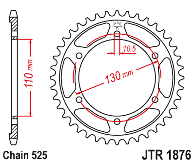 Foaie spate JT JTR 1876-45ZBK 45T, 525 Black Zinc [1]