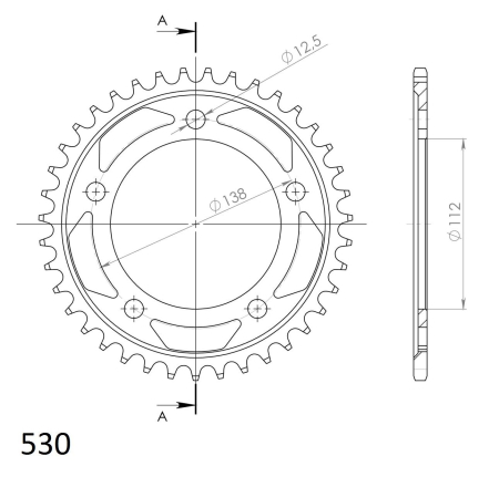 Foaie spate SUPERSPROX Negru 39T, 530 [1]