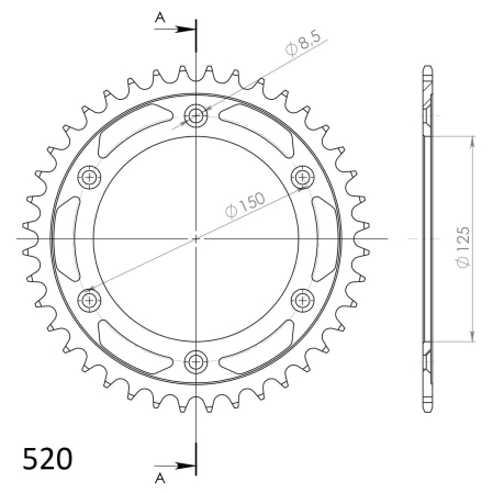 Foaie spate SUPERSPROX Negru 40T, 520 [1]