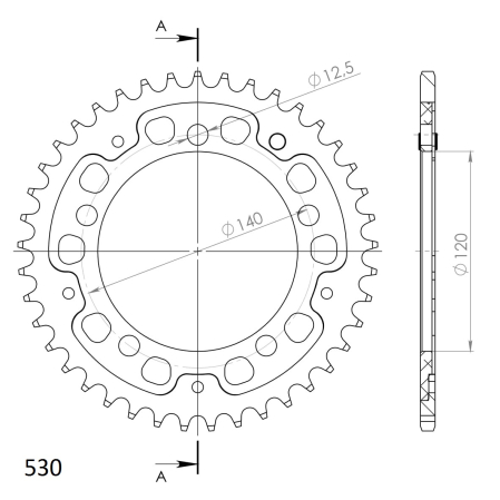 Foaie spate SUPERSPROX STEALTH auriu 41T, 530 [1]