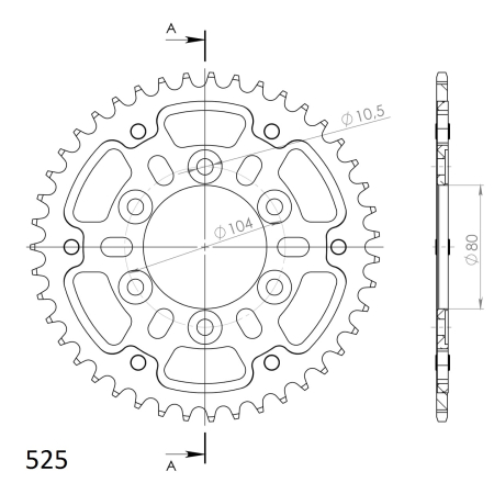 Foaie spate SUPERSPROX STEALTH auriu 43T, 525 [1]