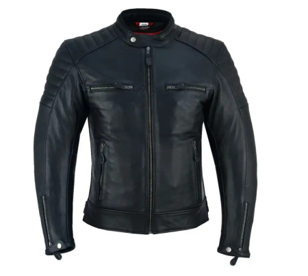 ECHIPAMENTE - Geaca moto din piele naturala SM Racewear Curtis - Barbati - Protectii CE - Captuseala detasabila - Negru