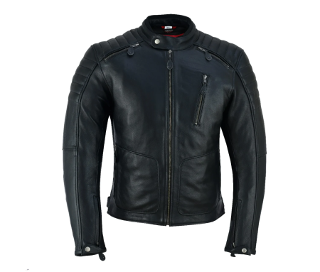 Geci - Geaca moto din piele naturala SM Racewear Presto - Barbati - Ventilata si Confortabila - Protectii CE - Negru