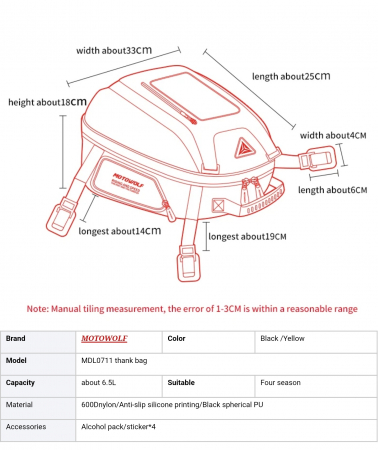 Geanta Motowolf rezervor / spate moto bag motocicleta [9]