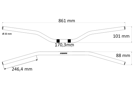 Homologated handlebars ACCOSSATO HBT174N Negru (diameter 22mm, length 861mm) [1]