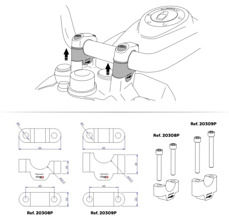 Înălțătoare ghidon Puig suporți risere d32mm [1]