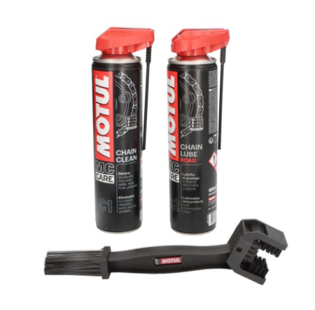 ULEIURI & INTRETINERE - Kit Motul curatare si lubrifiere lant + perie moto