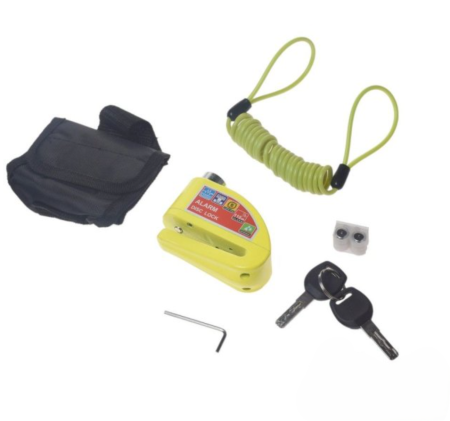 Antifurt - Lacat pentru disc cu alarma, On/Off, culoare galben