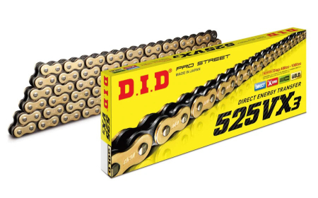 TRANSMISIE - Lant VX series X-Ring D.I.D Chain 525VX3 128 zale auriu/negru