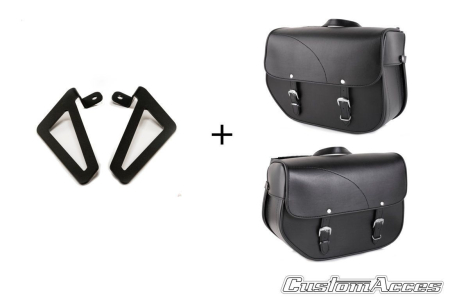 TRANSPORT & DEPOZITARE - Leather saddlebag CUSTOMACCES SANT LOUIS Negru pair, with universal support