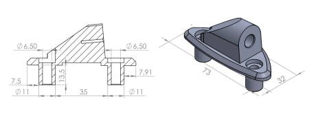 SUSPENSIE CADRU - Mirror adaptor PUIG ADAPTER LEFT SIDE FOR FAIRING DAYTONA 675 Negru to fairing