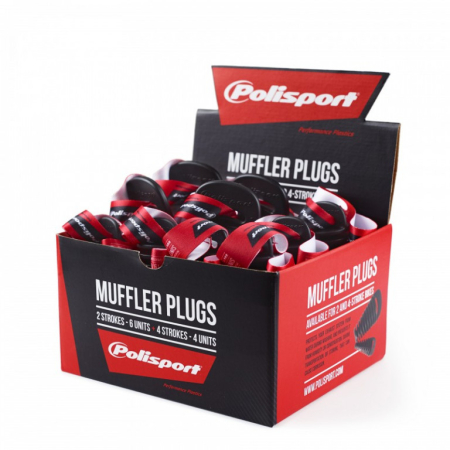 SUSPENSIE CADRU - Muffler plugs POLISPORT 2 strokes (4 units) + 4 strokes (6 units) Negru