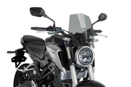 SUSPENSIE CADRU - Parbriz PUIG NEW GEN. SPORT smoke pentru HONDA CB 125 R 2018-2024, HONDA CB 300 R 2018-2024