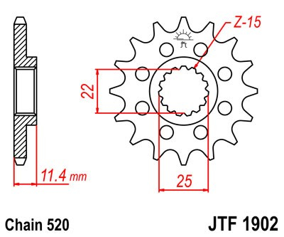 Pinion fata JT 16T, 520 rubber cushioned [1]