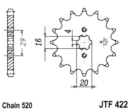 Pinion fata JT 12T, 520 [1]
