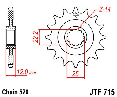 Pinion fata JT 12T, 520 [1]