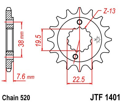Pinion fata JT 13T, 520 [1]