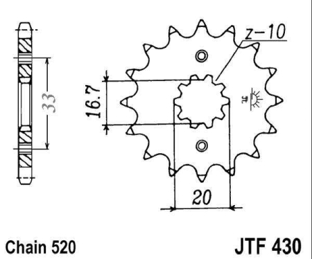 Pinion fata JT 13T, 520 [1]