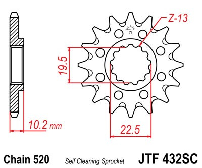 Pinion fata JT 13T, 520 Self Cleaning Lightweight [1]