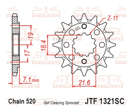 Pinion fata JT 13T, 520 Self Cleaning Lightweight [2]