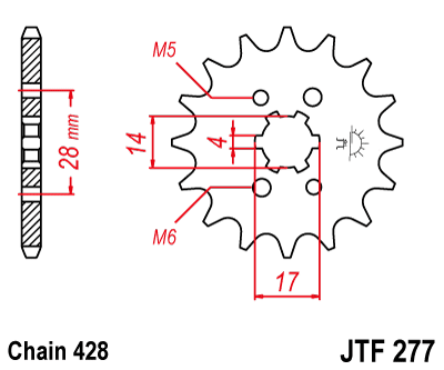 Pinion fata JT 14T, 428 [1]