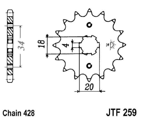 Pinion fata JT 14T, 428 [1]