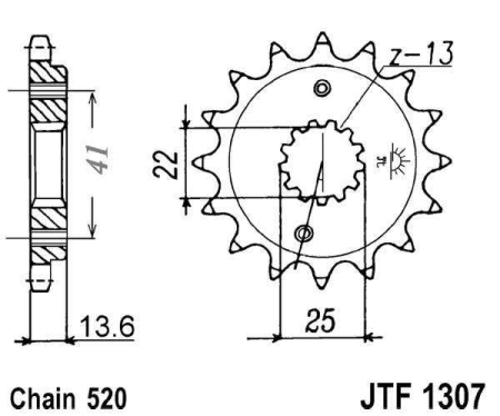 Pinion fata JT 14T, 520 [1]