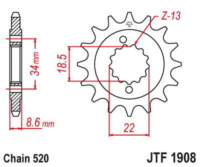 Pinion fata JT 14T, 520 [1]