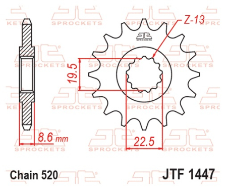 Pinion fata JT 14T, 520 rubber cushioned [2]