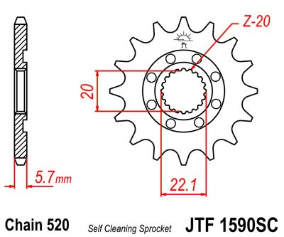 Pinion fata JT 14T, 521 Self Cleaning Lightweight [1]