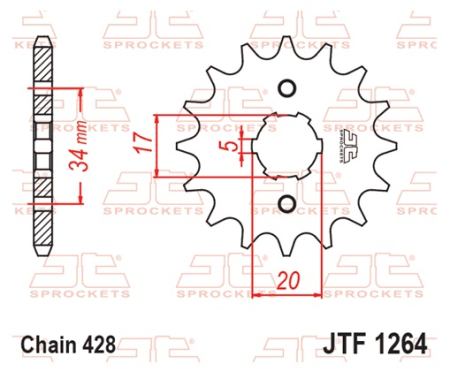 Pinion fata JT 15T, 428 [1]