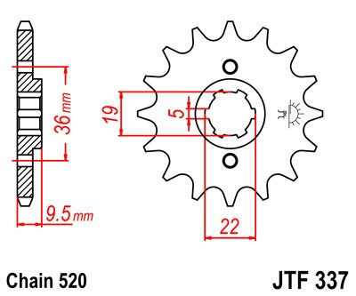 Pinion fata JT 15T, 520 [1]