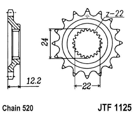 Pinion fata JT 15T, 520 [1]