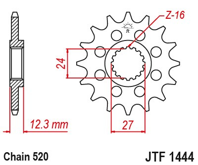 Pinion fata JT 15T, 520 [1]