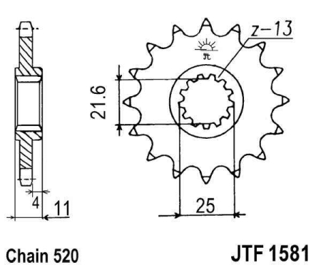 Pinion fata JT 15T, 520 [1]