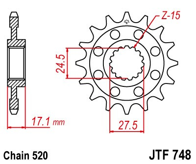 Pinion fata JT 15T, 520 [1]