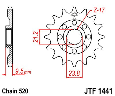 Pinion fata JT 15T, 520 [1]