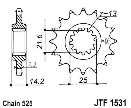 Pinion fata JT 15T, 525 [1]