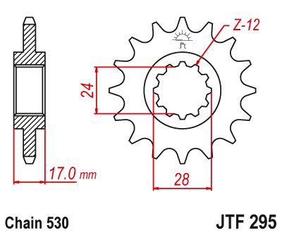 Pinion fata JT 15T, 530 [1]