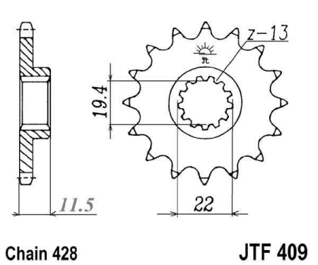 Pinion fata JT 16T, 428 [1]
