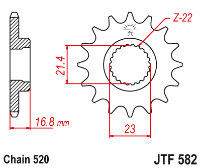 Pinion fata JT JTF 582-16 16T, 520 [1]