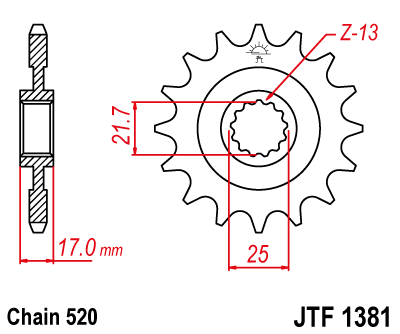 Pinion fata JT 16T, 520 rubber cushioned [1]