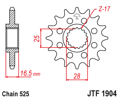 Pinion fata JT 17T, 525 [1]