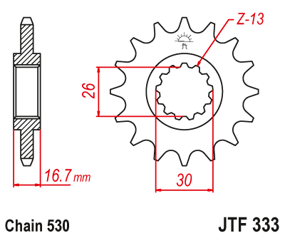 Pinion fata JT 16T, 530 [1]