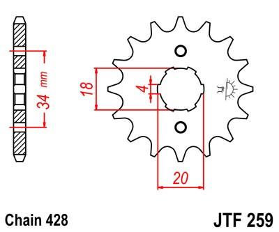 Pinion fata JT 17T, 428 [1]